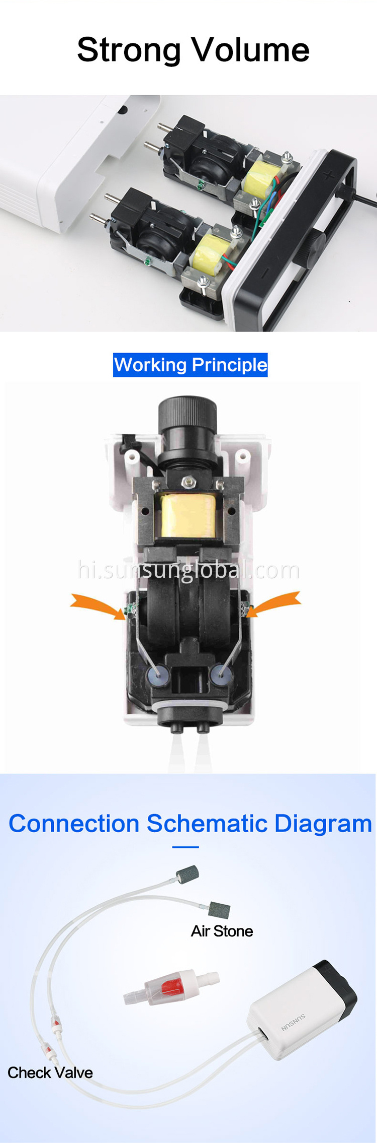 Sunsun 12V एक्वेरियम मछली टैंक हवा पंप